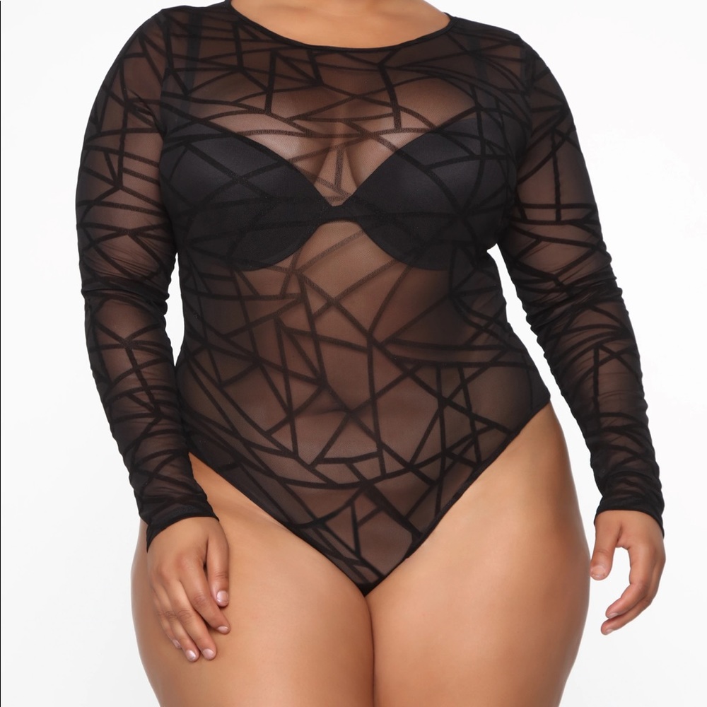Fashion Nova Take Notice Bodysuit Black 1X NWT